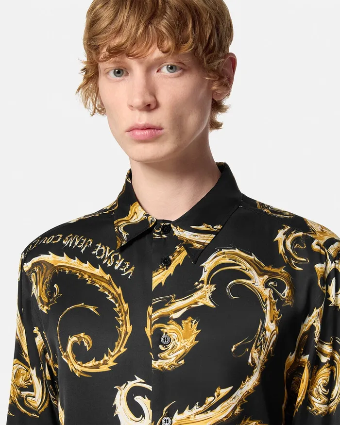 Versace Chromo Couture RegularFit Shirt Blackgold Men Jeans Couture