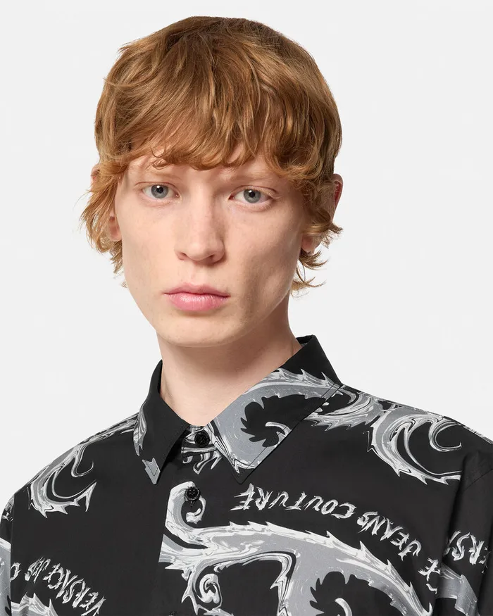 Versace Chromo Couture RegularFit Shirt Blackwhite Men Jeans Couture