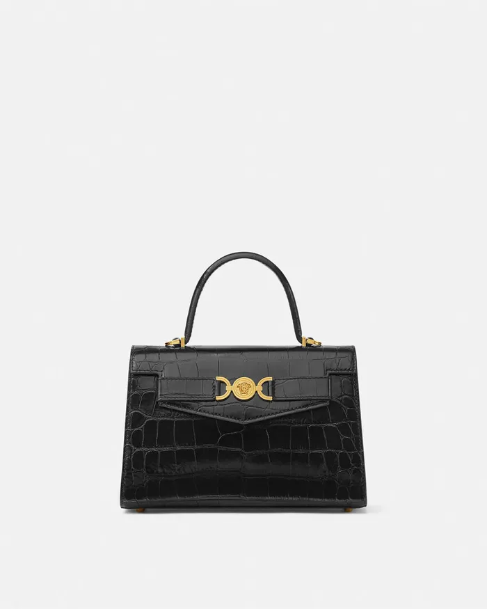 Versace CrocEffect Medusa 03995 Handbag Blackgold Women Medusa 03995