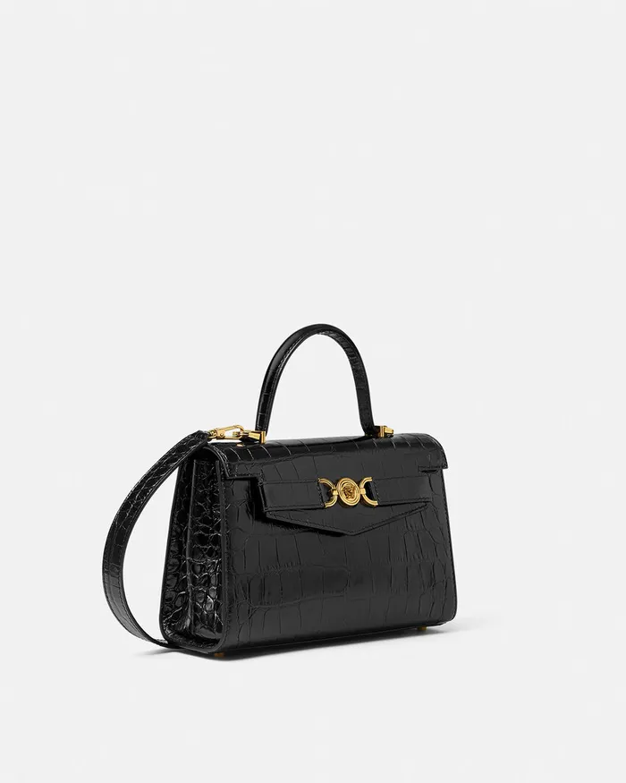 Versace CrocEffect Medusa 03995 Handbag Blackgold Women Medusa 03995