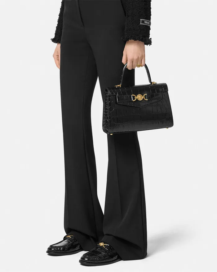 Versace CrocEffect Medusa 03995 Handbag Blackgold Women Medusa 03995