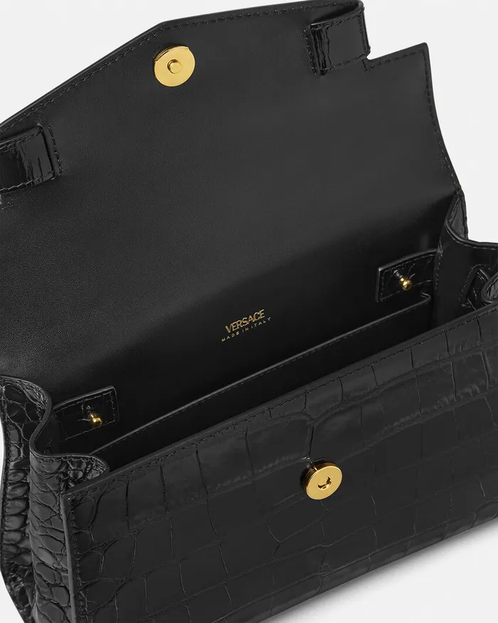 Versace CrocEffect Medusa 03995 Handbag Blackgold Women Medusa 03995