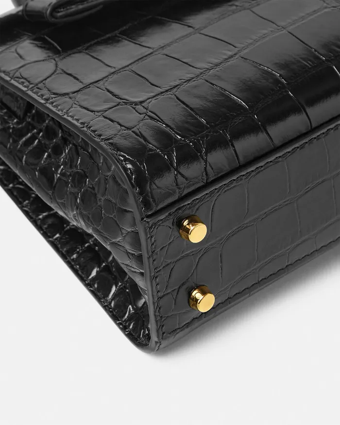 Versace CrocEffect Medusa 03995 Handbag Blackgold Women Medusa 03995