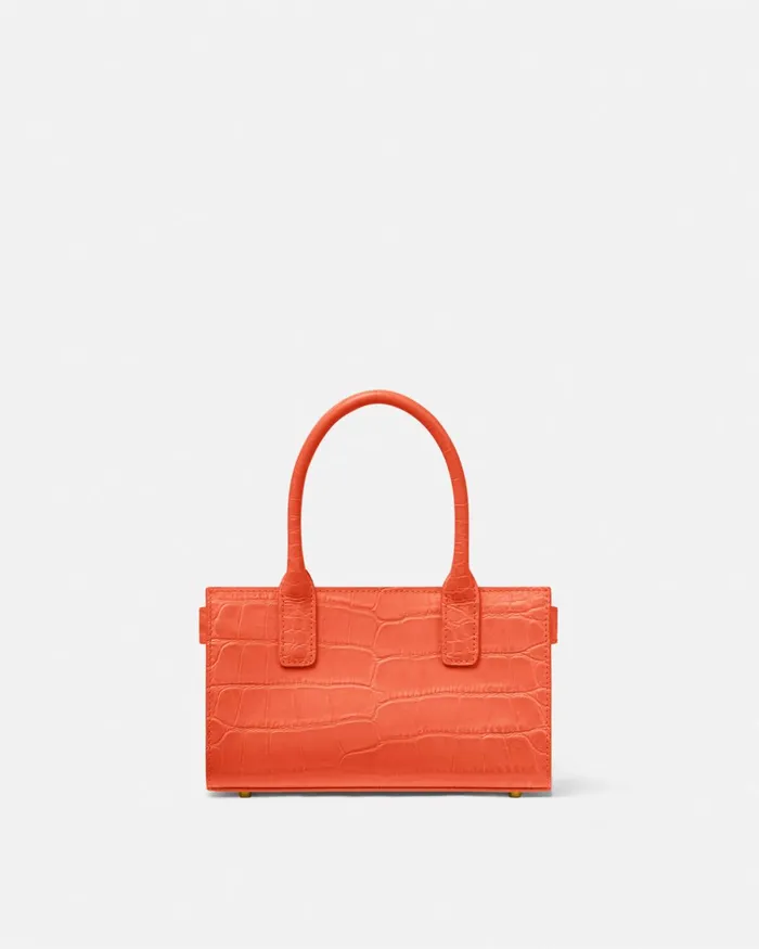 Versace CrocEffect Medusa 03995 Small Tote Bag Coral Women Totes