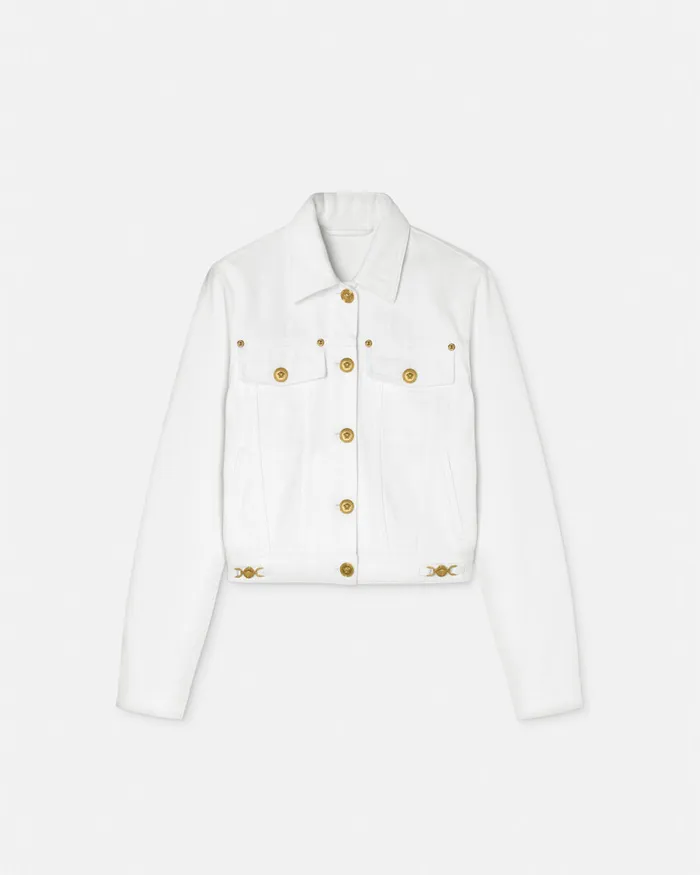 Versace Denim Jacket White Women Outerwear and Coats