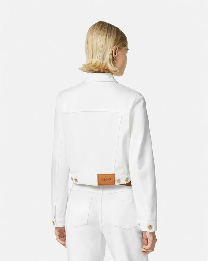 Versace Denim Jacket White Women Outerwear and Coats