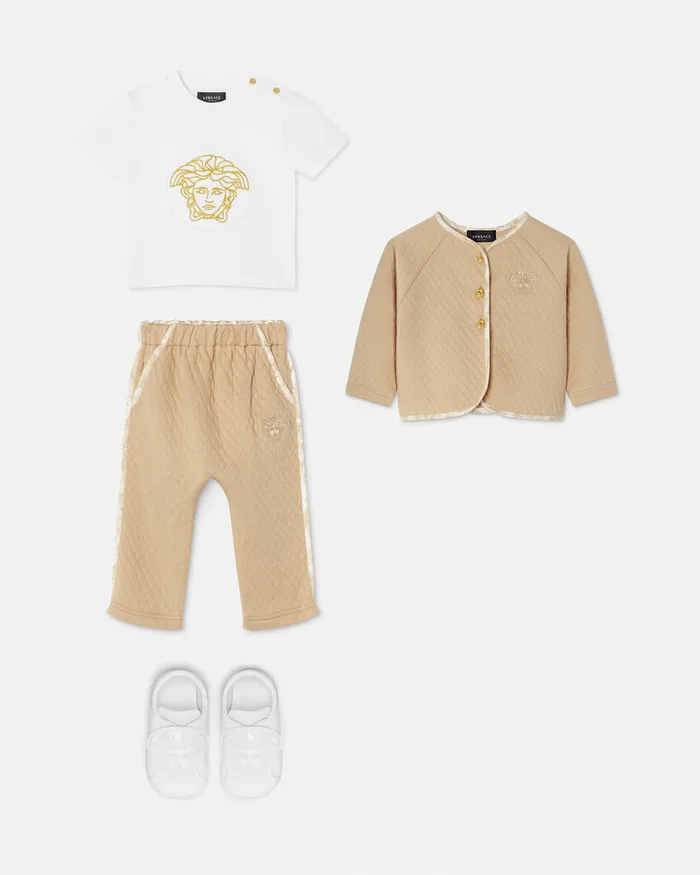 Versace Embroidered Medusa Baby TShirt Whiteprint Kids Clothing