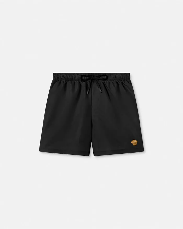 Versace Embroidered Medusa Swim Boardshorts Black Men Swimwear