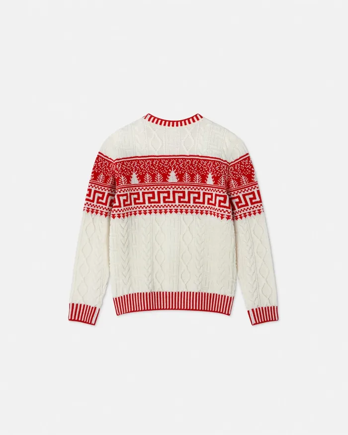 Versace Fair Isle Jacquard Knit Sweater White Kids Knitwear and Sweatshirts
