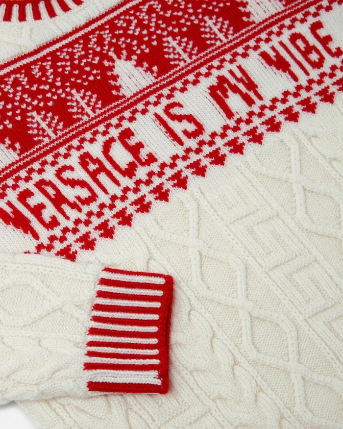 Versace Fair Isle Jacquard Knit Sweater White Kids Knitwear and Sweatshirts