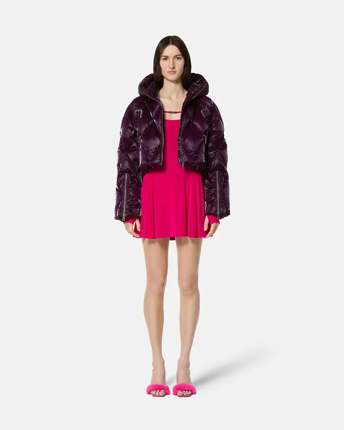 Versace Flared Mini Dress Fuchsia Women Jeans Couture