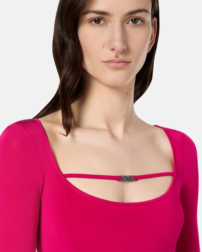 Versace Flared Mini Dress Fuchsia Women Jeans Couture