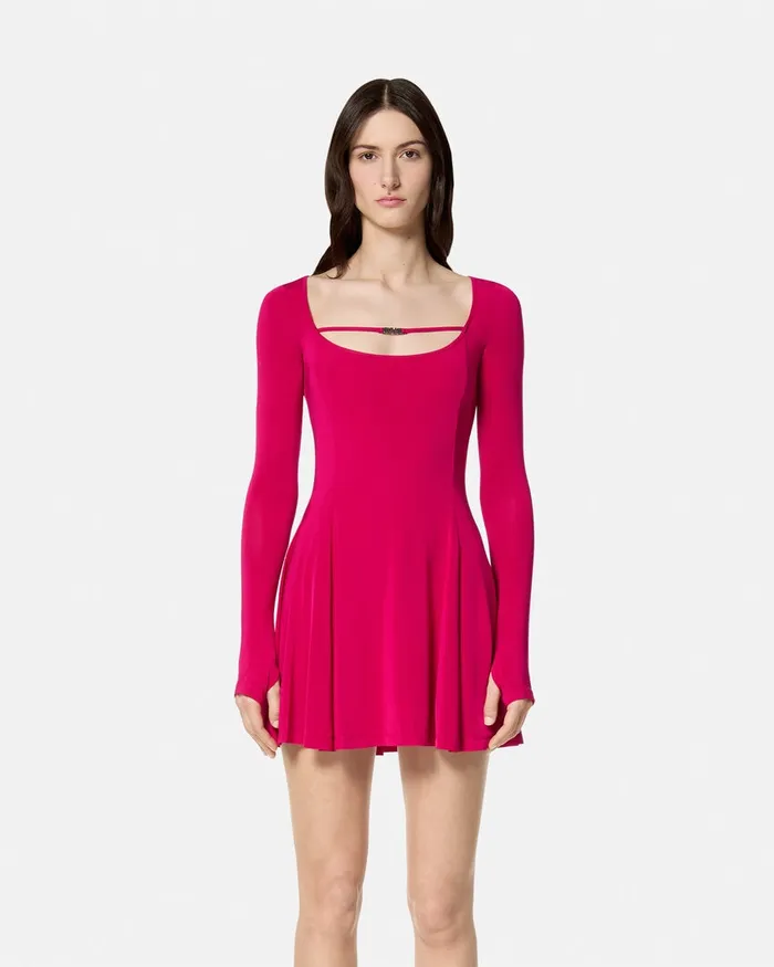 Versace Flared Mini Dress Fuchsia Women Jeans Couture