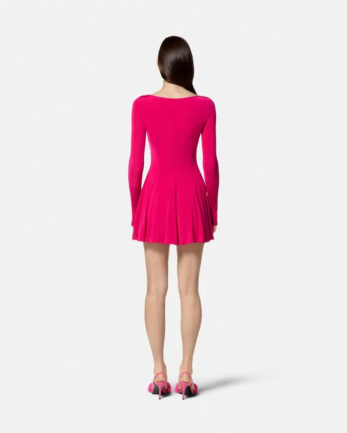Versace Flared Mini Dress Fuchsia Women Jeans Couture
