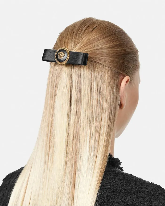 Versace Gianni Ribbon Hair Clip Black Women Hair Accessories