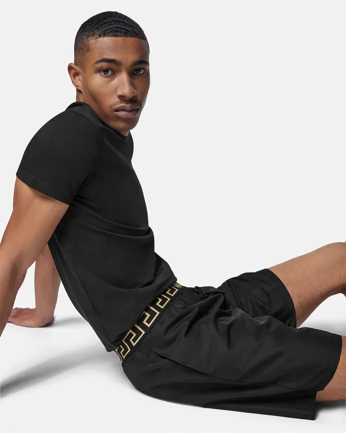 Versace Greca Border Boardshorts Black Men Swimwear