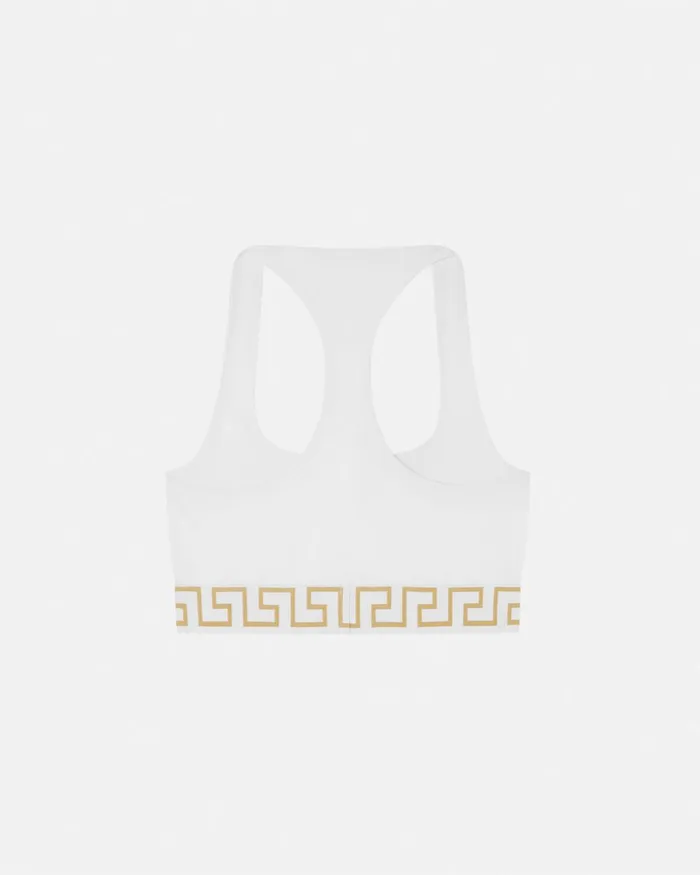 Versace Greca Border Scoop Bralette White Women Bras and Briefs