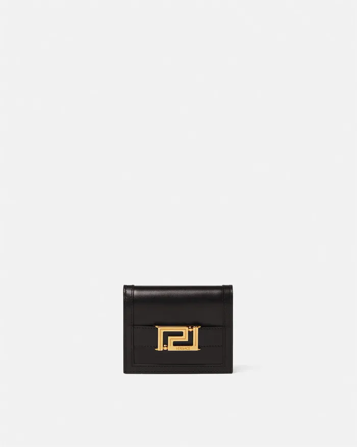 Versace Greca Goddess Bifold Wallet Blackgold Women Wallets