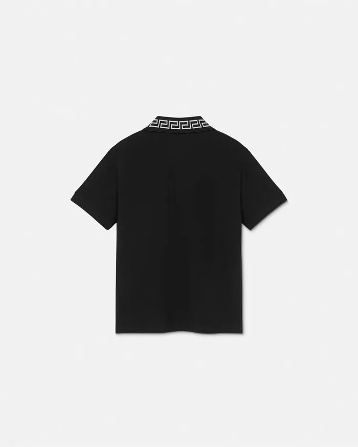 Versace Greca Polo Shirt Black Kids Tshirts and Polos