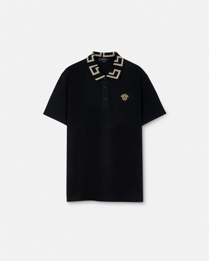 Versace Greca Polo Shirt Black Men TShirts and Polos