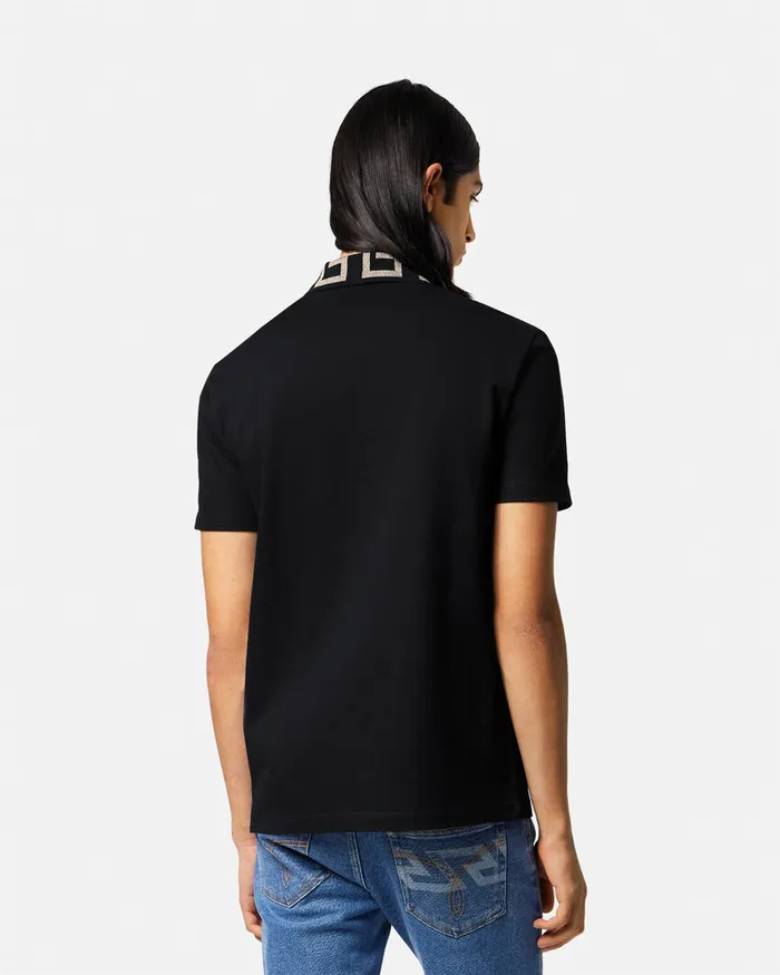 Versace Greca Polo Shirt Black Men TShirts and Polos