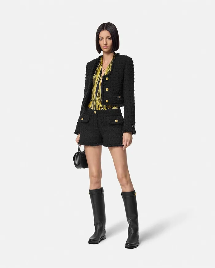 Versace Heritage Tweed Mini Shorts Black Women Suits
