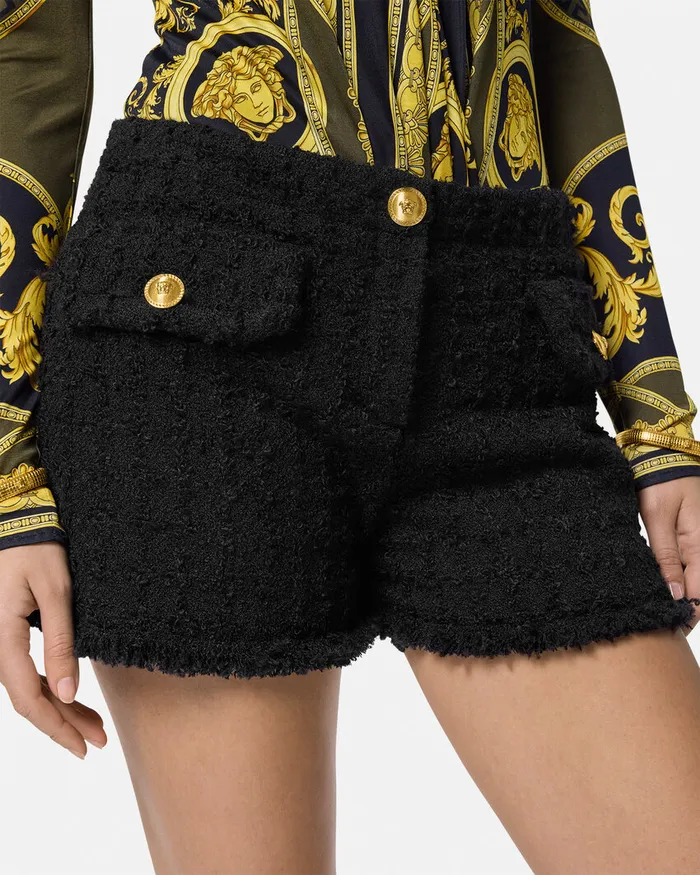 Versace Heritage Tweed Mini Shorts Black Women Suits