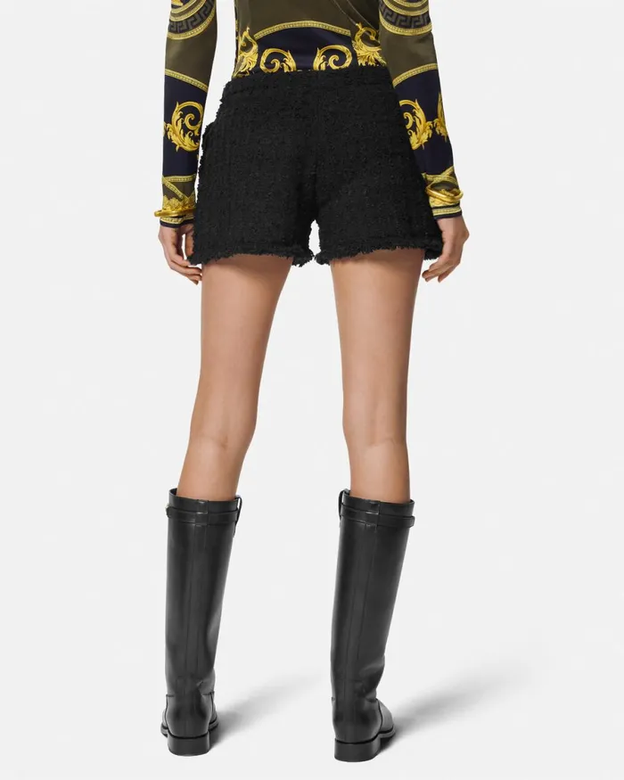 Versace Heritage Tweed Mini Shorts Black Women Suits