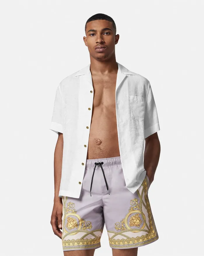 Versace La Coupe Des Dieux Boardshorts Grayprint Men Swimwear