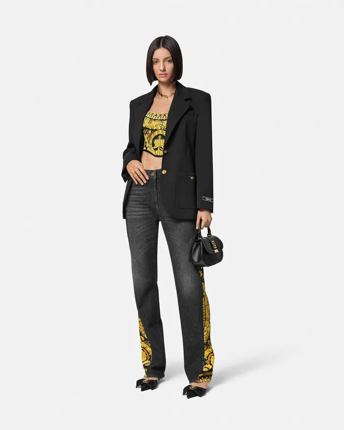 Versace La Coupe Des Dieux Corset Top Blackprint Women Shirts and Tops