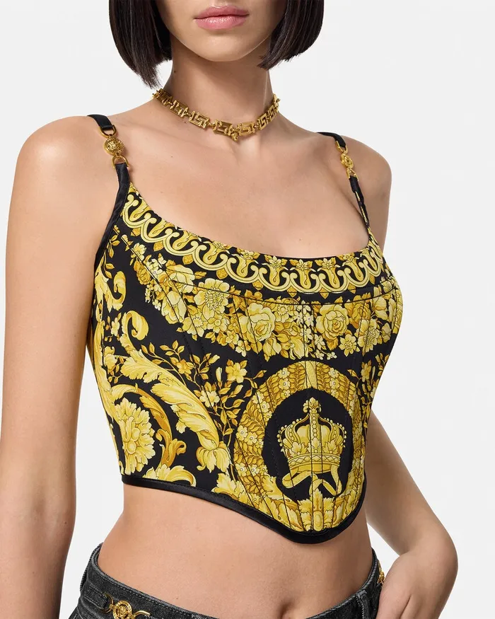Versace La Coupe Des Dieux Corset Top Blackprint Women Shirts and Tops
