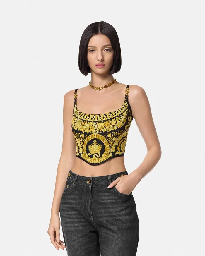 Versace La Coupe Des Dieux Corset Top Blackprint Women Shirts and Tops