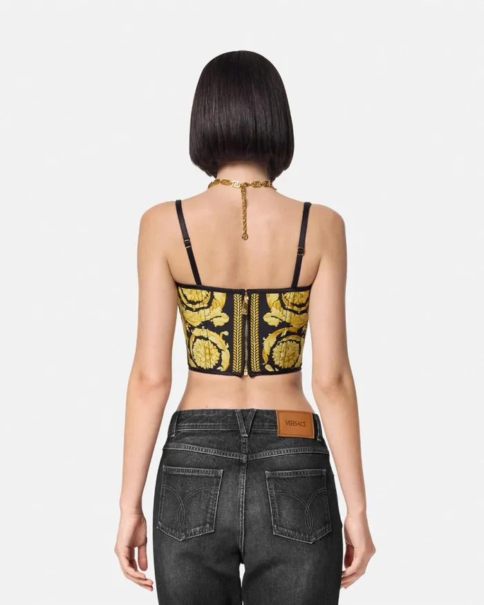 Versace La Coupe Des Dieux Corset Top Blackprint Women Shirts and Tops