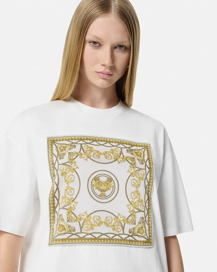 Versace La Coupe Des Dieux Oversized TShirt Whiteprint Women TShirts and Sweatshirts