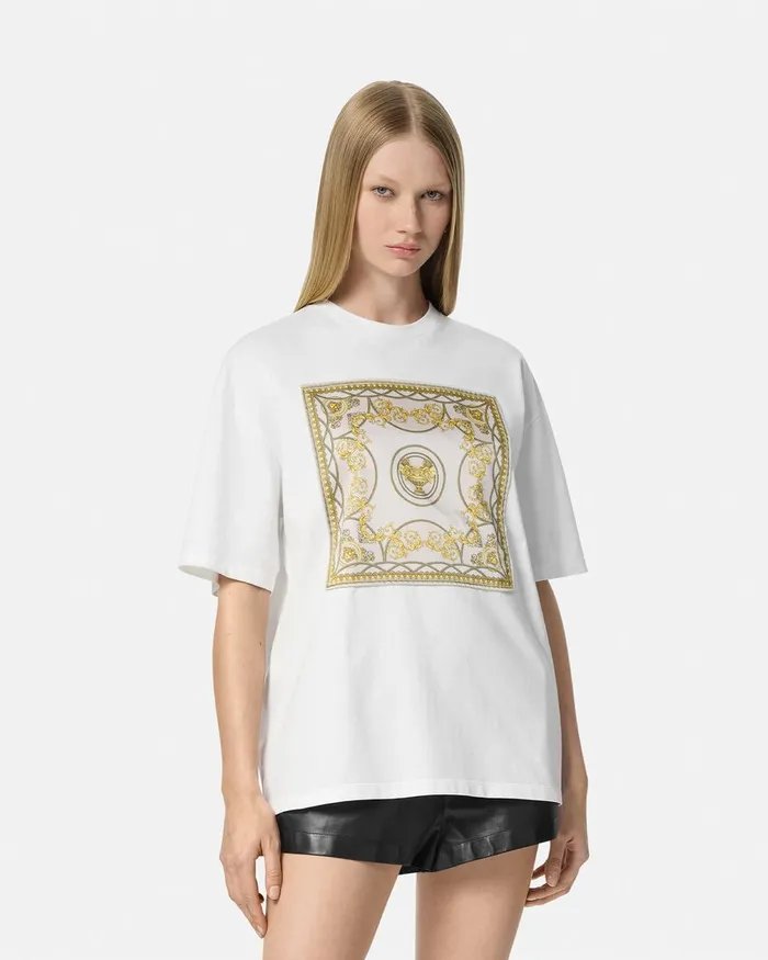 Versace La Coupe Des Dieux Oversized TShirt Whiteprint Women TShirts and Sweatshirts