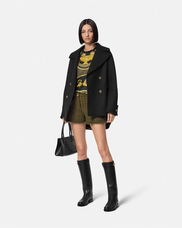 Versace La Coupe Des Dieux Paneled Top Black Women TShirts and Sweatshirts
