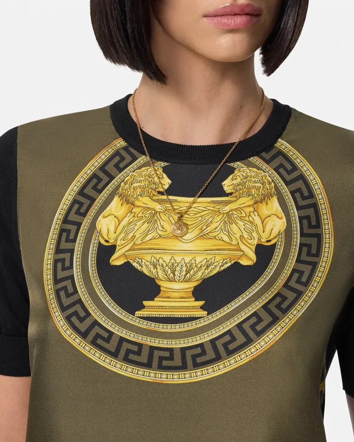 Versace La Coupe Des Dieux Paneled Top Black Women TShirts and Sweatshirts
