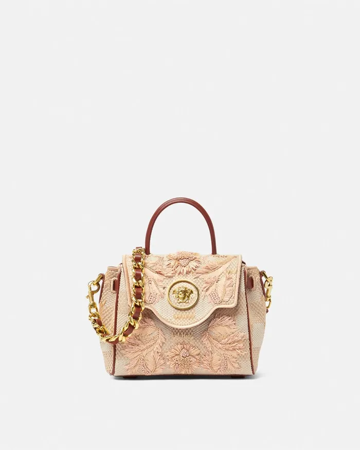 Versace La Medusa Small Handbag Beige Women Top Handle