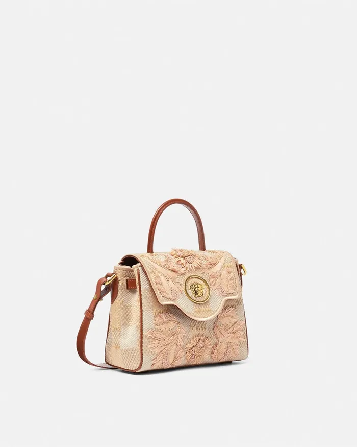 Versace La Medusa Small Handbag Beige Women Top Handle