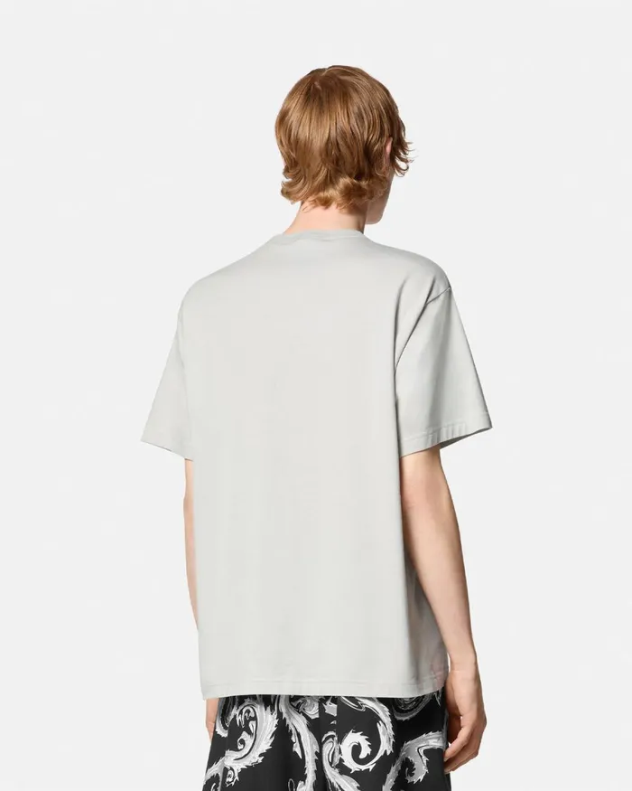 Versace Logo RelaxedFit TShirt Whiteprint Men Jeans Couture