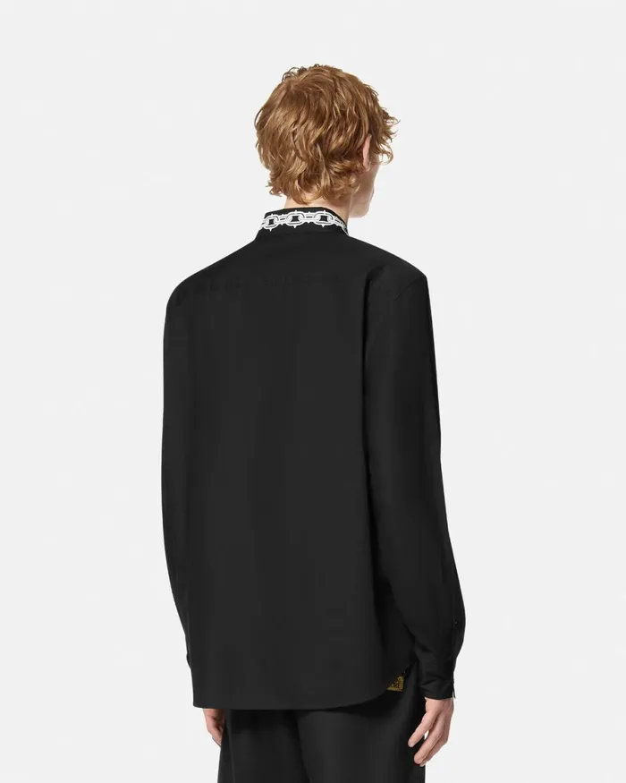 Versace Logomania Piercing RegularFit Shirt Blackprint Men Jeans Couture