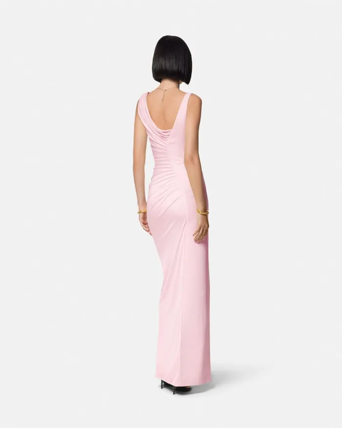 Versace Medusa 03995 Draped Gown Light Pink Women Dresses