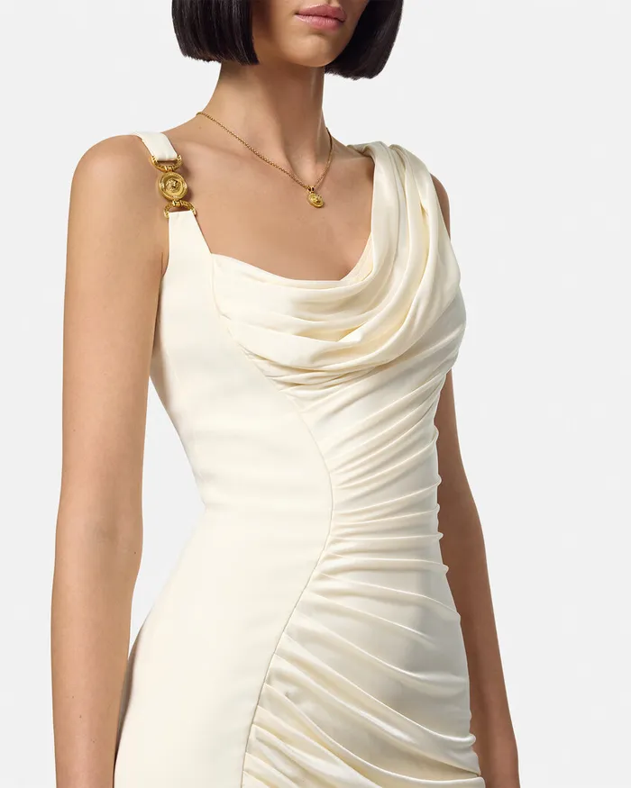 Versace Medusa 03995 Draped Gown White Women Dresses