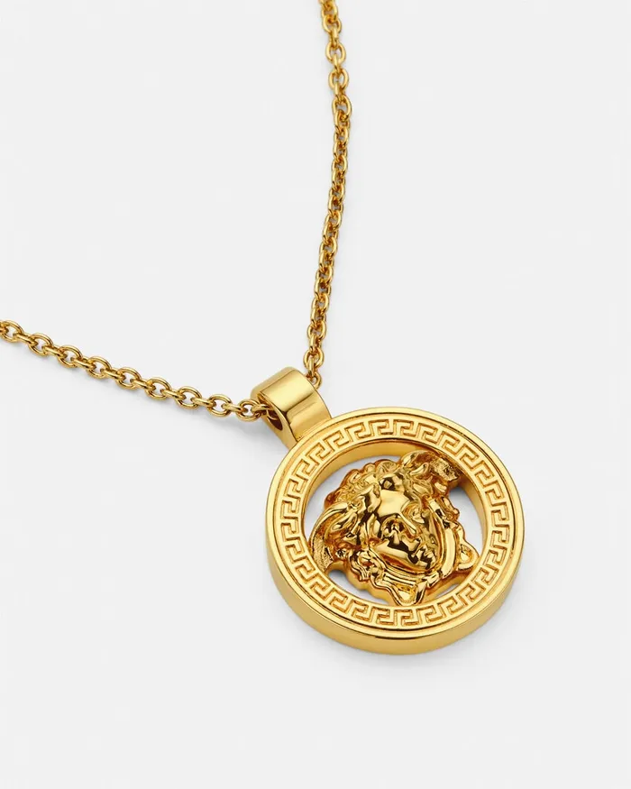 Versace Medusa 03995 Pendant Necklace Light Gold WomenMen Necklaces