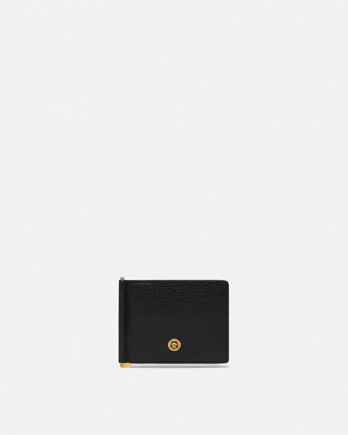 Versace Medusa Biggie Bifold Clip Wallet Blackgold Men Wallets