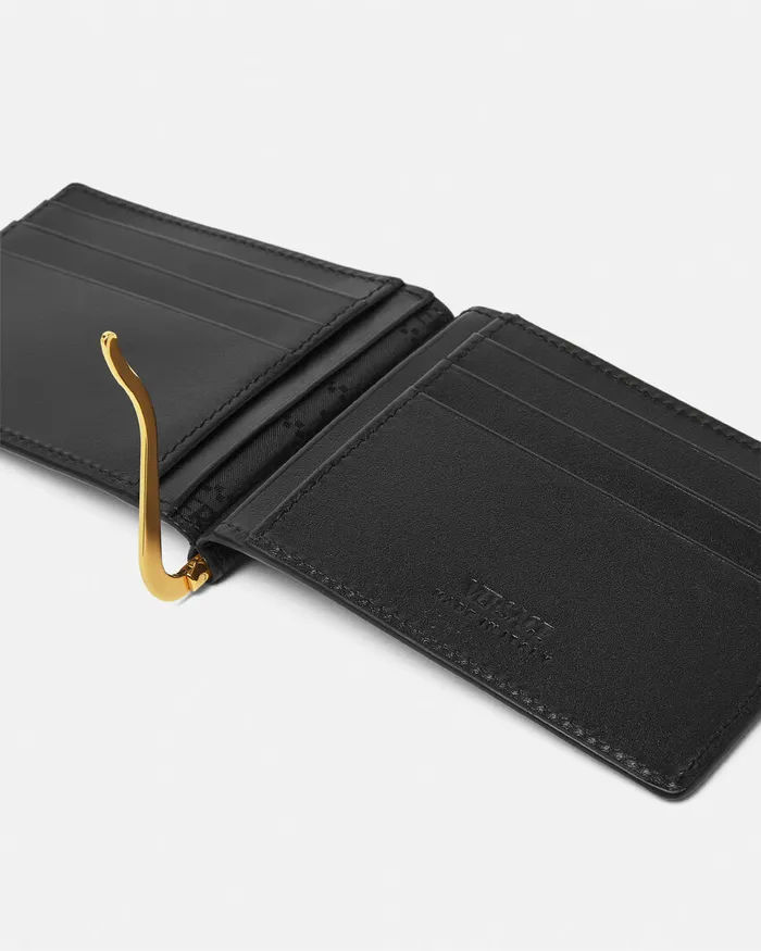 Versace Medusa Biggie Bifold Clip Wallet Blackgold Men Wallets