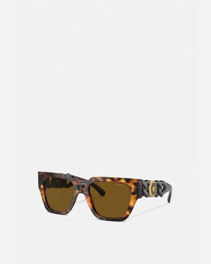 Versace Medusa Chain Sunglasses Havana Women Sunglasses