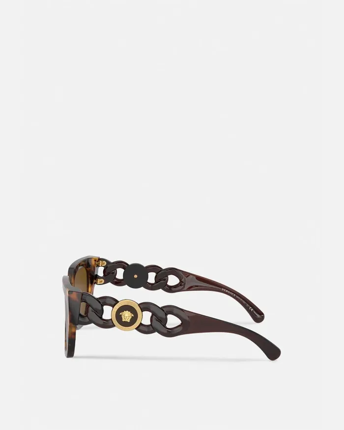 Versace Medusa Chain Sunglasses Havana Women Sunglasses