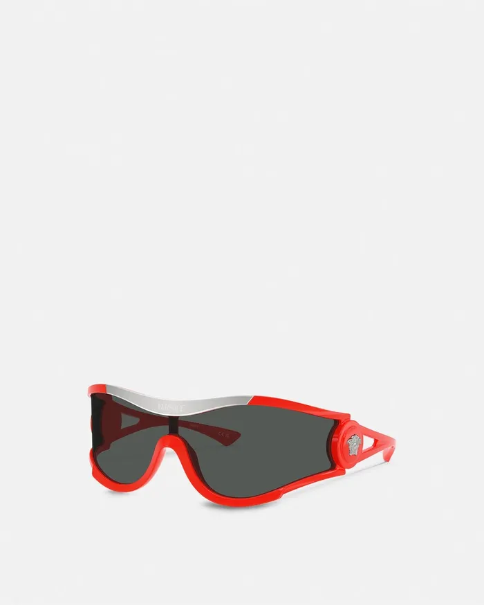 Versace Medusa Medallion Shield Sunglasses Red WomenMen Sunglasses