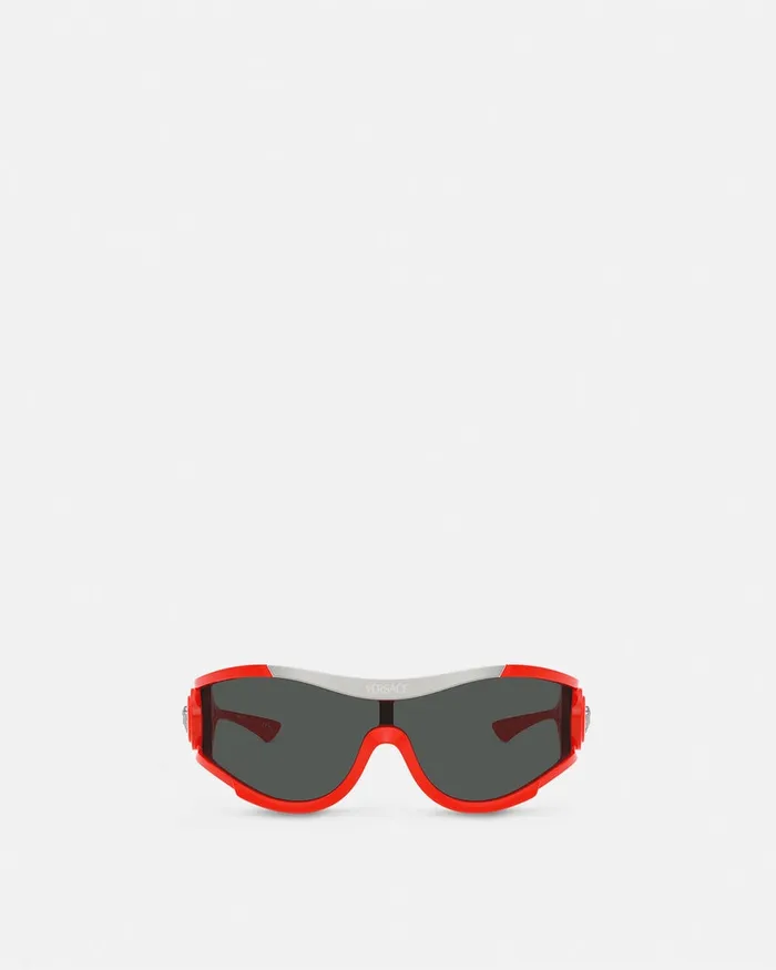 Versace Medusa Medallion Shield Sunglasses Red WomenMen Sunglasses